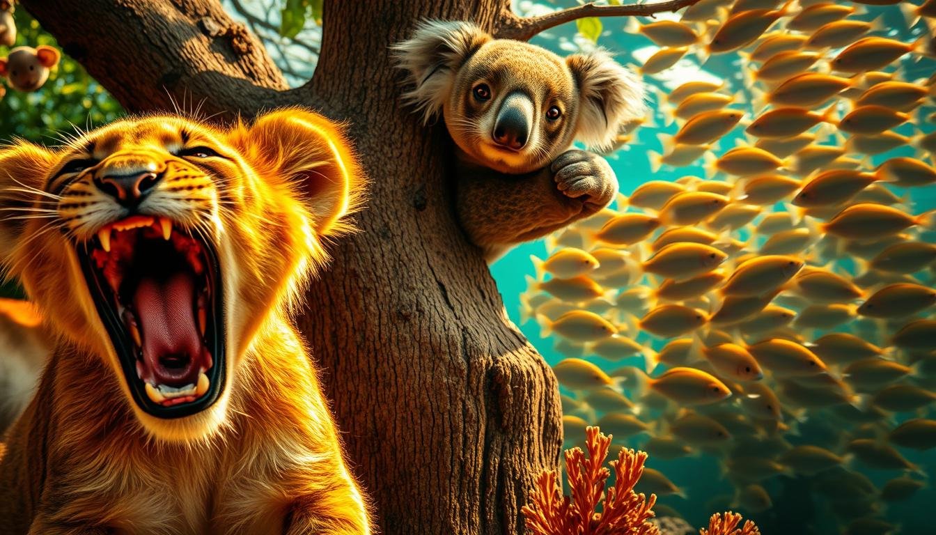 Gähnen bei verschiedenen Tierarten